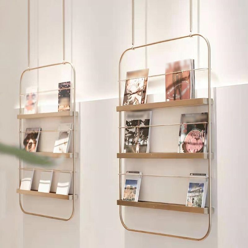 Metal Floating Bookcase Gold Color Wall Mounted Shelf for Home Office Clearhalo 'Bookcases' 'furn' 'furn_bookcases' 'Furniture' 'furniture_bookcases' 'Office Furniture' 1200x1200_e24e98a9-b488-4657-abce-9e3c0c418f54