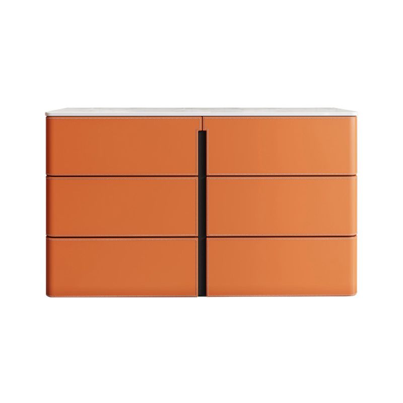 Stone and Wood Sideboard with Drawers Modern Buffet in Orange Clearhalo 'buffet_sideboard' 'Buffets & Sideboards' 'furn' 'furn_buffet_sideboard' 'Furniture' 'Kitchen & Dining Furniture' 1200x1200_e24fe369-74d8-4820-b1d4-adf7f58369e1
