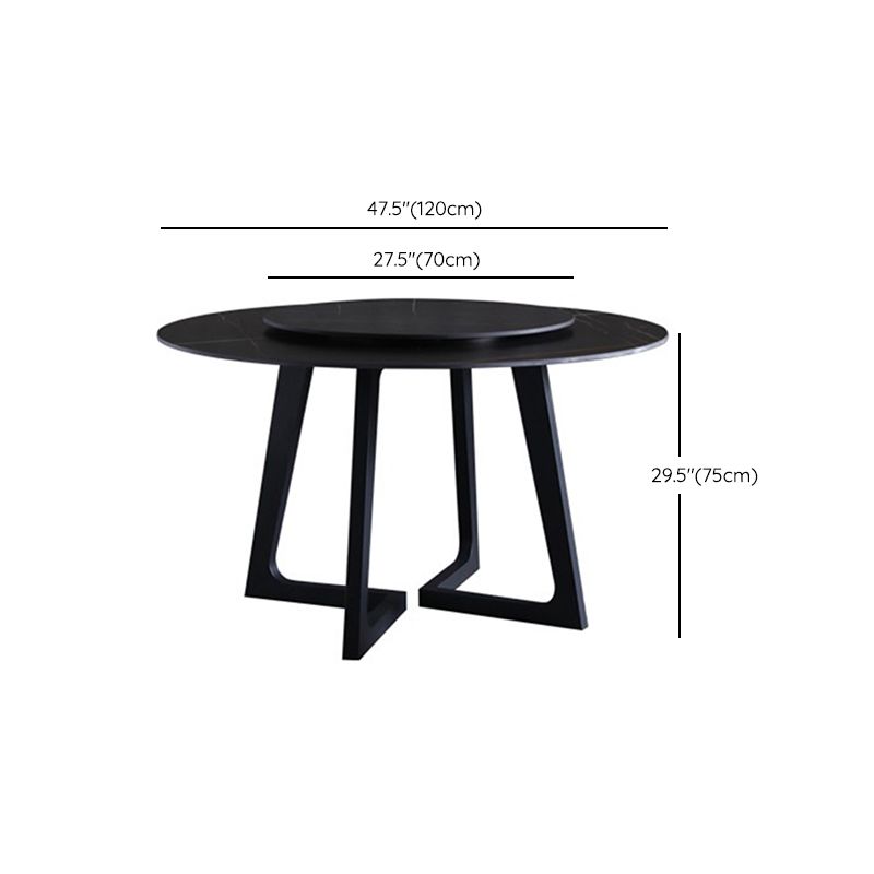 Metal and Stone Table Glam Style Simple Home Black Round Dining Table Clearhalo 'Dining Tables & Seating' 'Dining Tables' 'dining_table' 'furn' 'furn_dining_table' 'Furniture' 'Kitchen & Dining Furniture' 1200x1200_e2535606-5af5-4fb5-b3fd-7957db9e0ed8