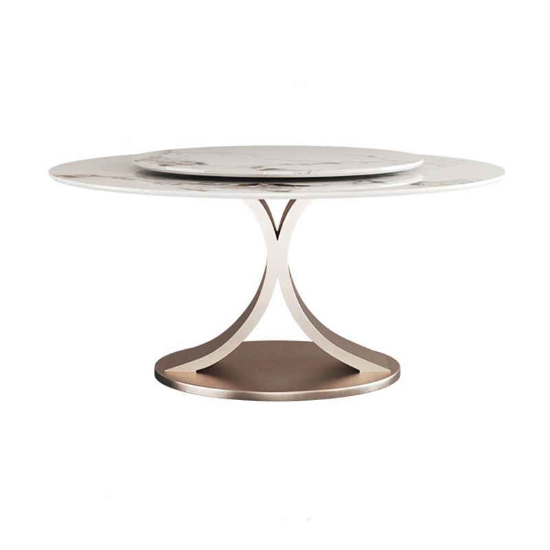 Glam Dining Round Table Sintered Stone Table with Metal Legs for Home Use Clearhalo 'Dining Tables & Seating' 'Dining Tables' 'dining_table' 'furn' 'furn_dining_table' 'Furniture' 'Kitchen & Dining Furniture' 1200x1200_e2539aaf-ee80-4425-b7ae-f1d7ad360596