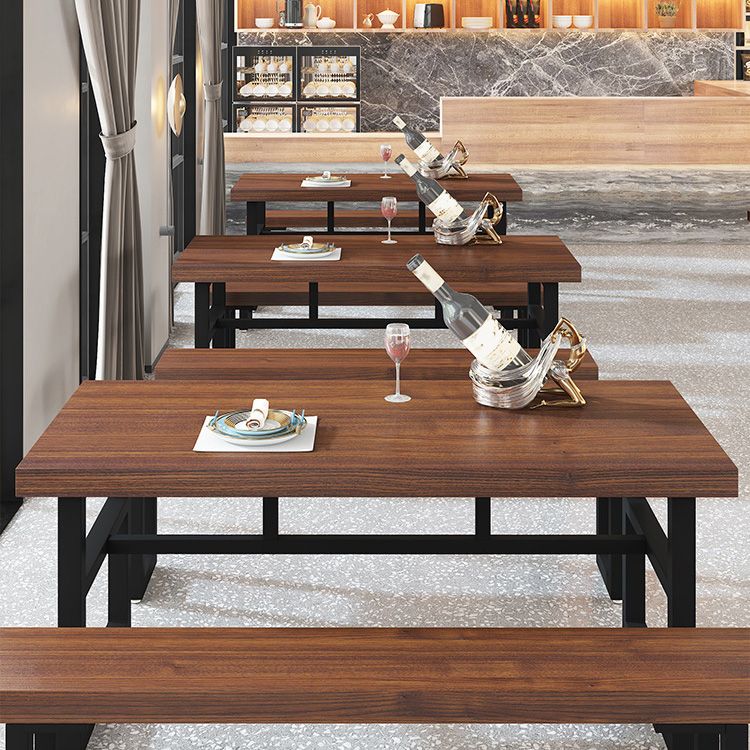 Industrial Dining Room Table Solid Wood Rectangle Dinette Table in Brown Clearhalo 'Dining Tables & Seating' 'Dining Tables' 'dining_table' 'furn' 'furn_dining_table' 'Furniture' 'Kitchen & Dining Furniture' 1200x1200_e2551bb4-8ed7-4f4f-9314-fcc0bc8f554b