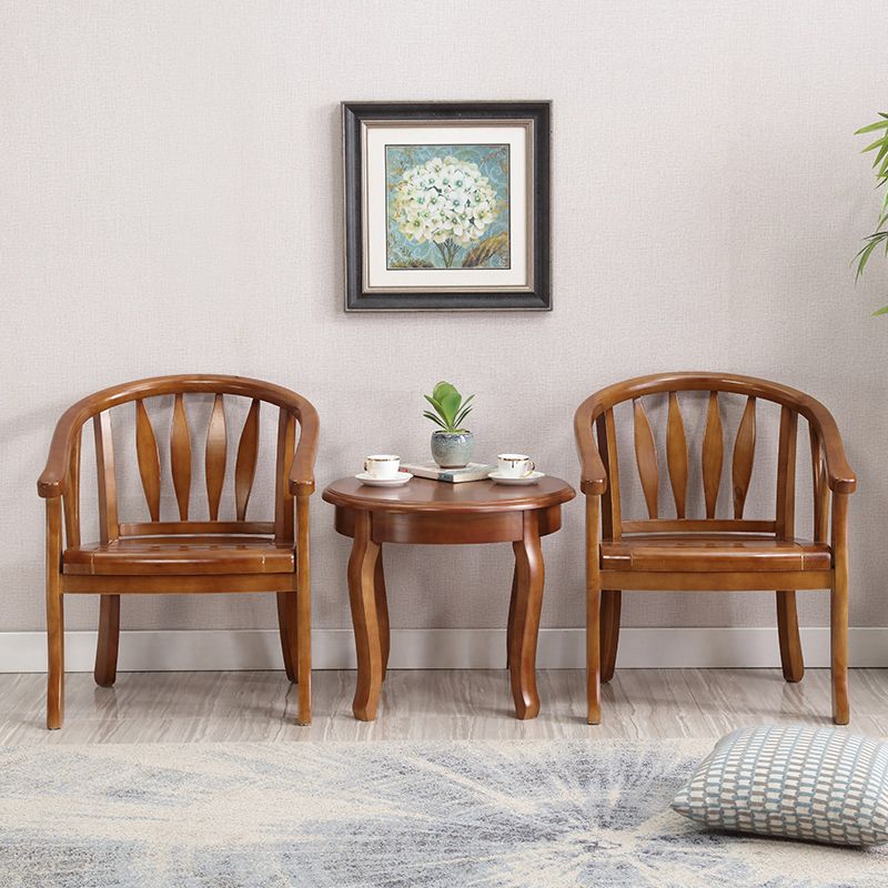 Traditioneller Esstuhlstuhl Holz offener Seitenstuhl für Wohnzimmer