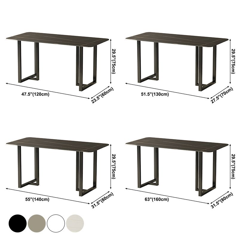 Industrial Kitchen Dining Table Sintered Stone Rectangle Dining Table with Double Pedestal Bases Clearhalo ' dining_table' 'Dining Tables & Seating' 'Dining Tables' 'furn' 'furn_dining_table' 'Furniture' 'furniture_dining_table' 'Kitchen & Dining Furniture' 'kitchen&dining_furn' 'kitchen' 'kitchen_dining_table' 1200x1200_e2578380-6c4e-4846-88eb-c6f5ee224860