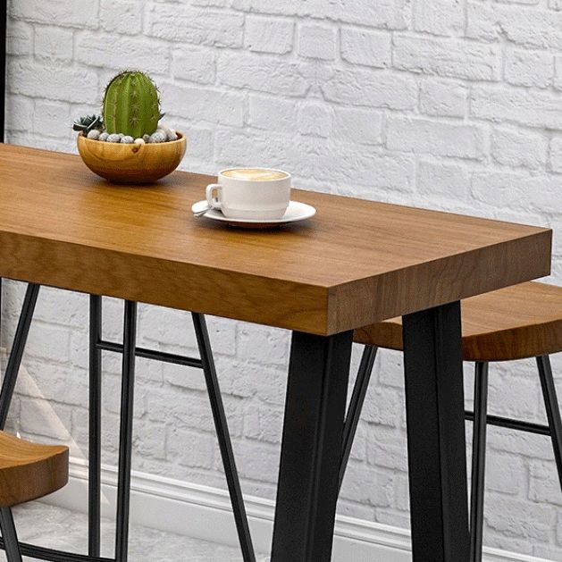 Mesa de comedor de acento de caballete industrial rectángulo de patio cubierto mesa de bar de patio