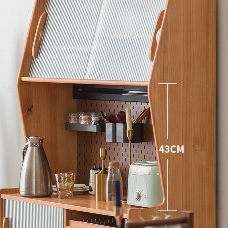 Puertas de vidrio modernas Curio Gabinete Pine Cining Hutch con cajones