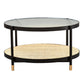 Table basse moderne en verre transparent avec rangement, ensemble de Table à cocktail ronde à 4 pieds