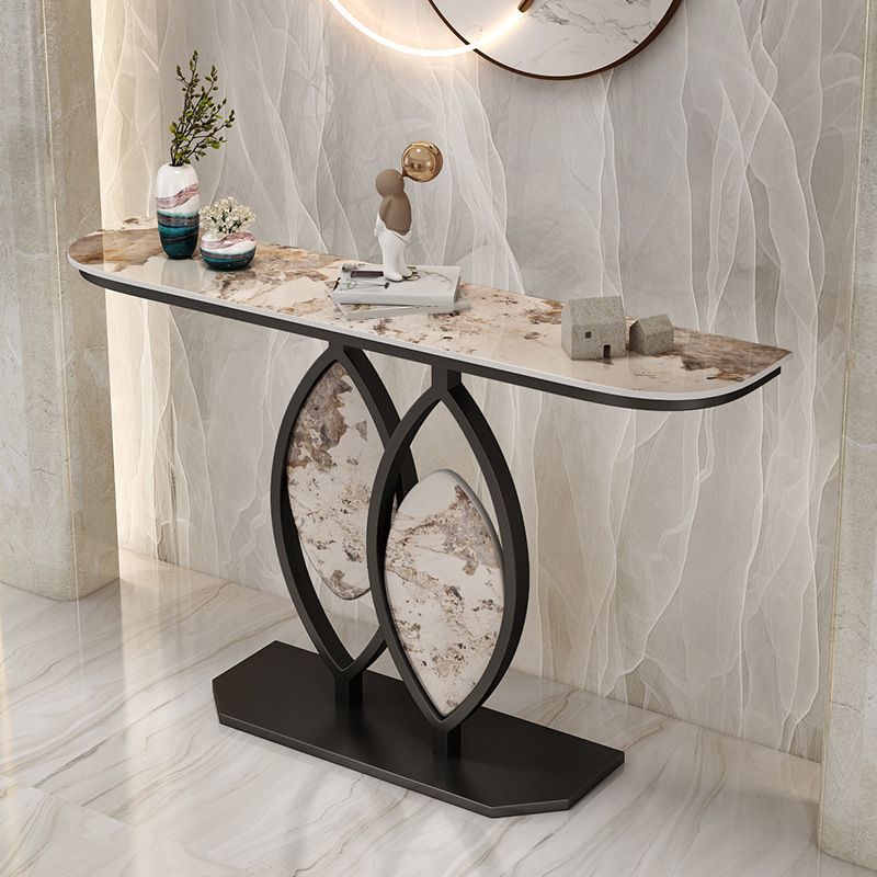 Tavolo console di ferro in pietra glam tavolo divano console mezza luna per sala