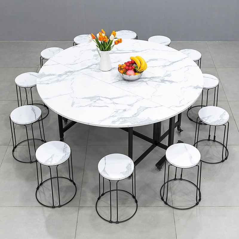 Modern 1/4/9/11/13 Pieces Foldable Dinette Set White Engineered Wood Dining Table Set Clearhalo 'Dining Room Sets' 'Dining Tables & Seating' 'dining_room_set' 'furn' 'furn_dining_room_set' 'Furniture' 'furniture_dining_room_set' 'Kitchen & Dining Furniture' 1200x1200_e259a4a5-0343-495a-a7f3-697b96360a12