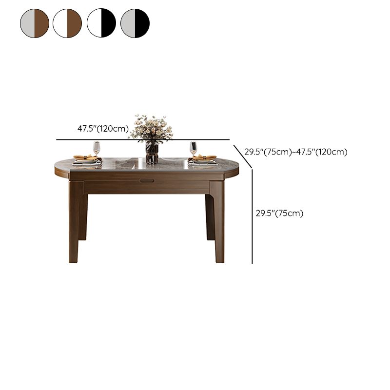 Sintered Stone Dining Table Round Dinner Table with Rubberwood Frame for Dining Room
