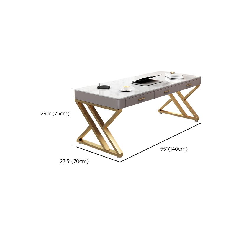 Glam Office Schreibtisch Stein gebogener Schreibtisch mit Schubladen, 29,53 "groß