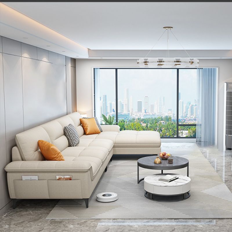 Contemporary Cotton/Faux Leather Sofa Square Arm Couch with Cushion Back Clearhalo 'furn' 'furn_sofas' 'Furniture' 'furniture_sofas' 'Living Room Furniture' 'Sofa' 'sofas' '„Éõ„Éº„É†' 1200x1200_e25e3083-c6a6-4dc8-8ec1-3ce533ea7333