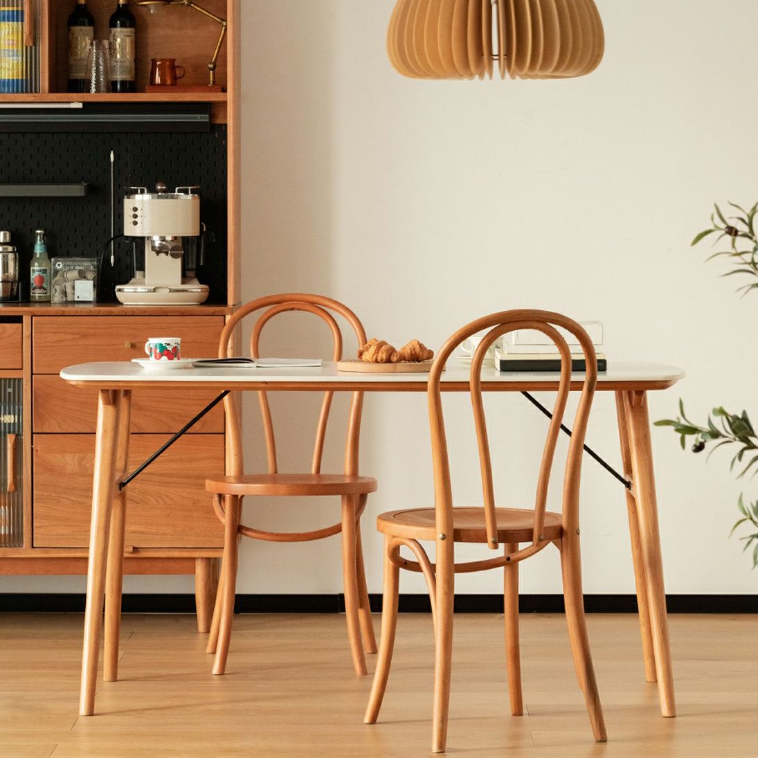 Modern Rectangular White Stone Top Dining Table with 4 Solid Wood Legs Clearhalo 'Dining Tables & Seating' 'Dining Tables' 'dining_table' 'furn' 'furn_dining_table' 'Furniture' 'Kitchen & Dining Furniture' 1200x1200_e25e45bc-4498-483d-812a-90b2056d4edb