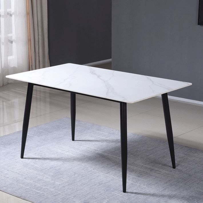 Rectangle Sintered Stone Two-Color Dining Table Modern 4 Legs Table for Dining Room Clearhalo ' dining_table' 'Dining Tables & Seating' 'Dining Tables' 'furn' 'furn_dining_table' 'Furniture' 'furniture_dining_table' 'Kitchen & Dining Furniture' 'kitchen&dining_furn' 'kitchen' 'kitchen_dining_table' 1200x1200_e25e5ab3-215e-4712-9f14-2f537d05d36e