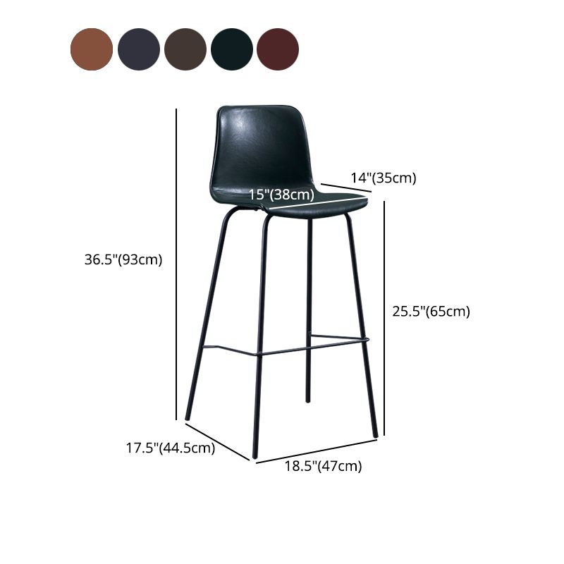 Contemporary Style Bar-stool Leather Counter Bar Stool for Kitchen Bar with Metal Legs Clearhalo 'Bar Furniture' 'Bar Stools' 'bar_stools' 'furn' 'furn_bar_stools' 'Furniture' 'furniture_bar_stools' 'Kitchen & Dining Furniture' 1200x1200_e25e8e2d-73d1-4fa5-bde0-785de6a77afe