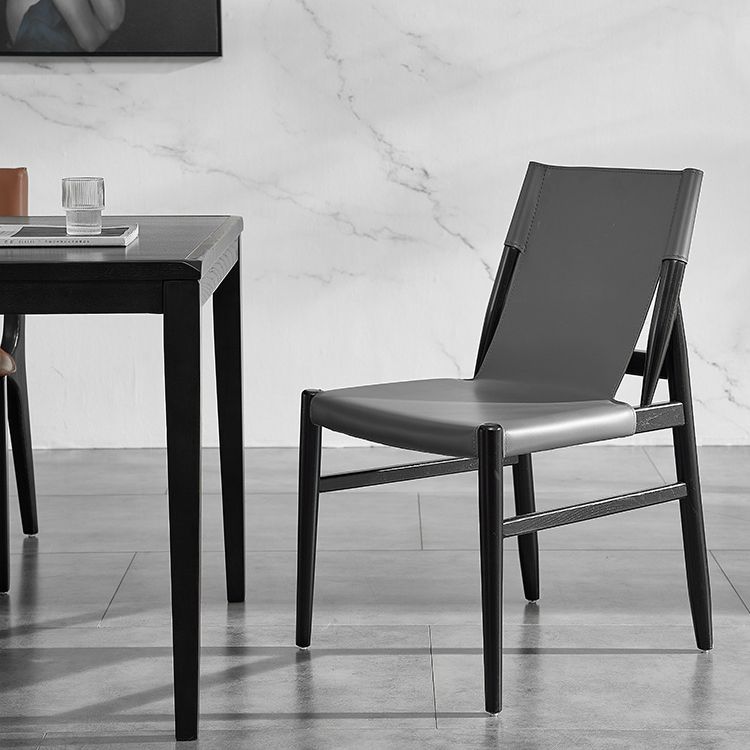 Faux Leather Kitchen Dining Chairs Contemporary Chairs with Wood Base Clearhalo 'Dining Chairs' 'Dining Tables & Seating' 'dining_chair' 'furn' 'furn_dining_chair' 'Furniture' 'Kitchen & Dining Furniture' 1200x1200_e2604677-4c7c-4902-aa2b-6f5ab307496b