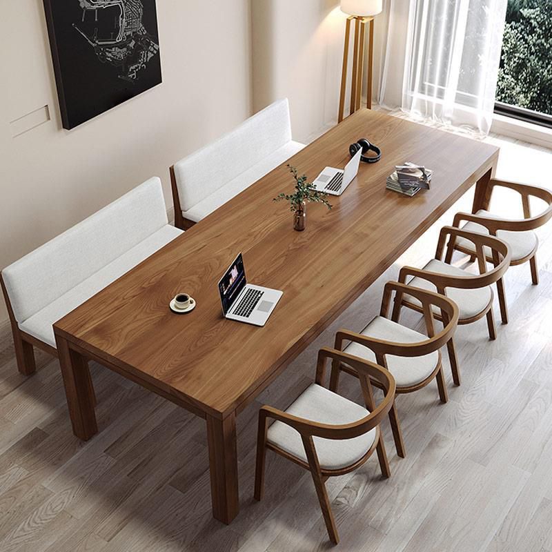 Mesa de comedor moderna de madera maciza, mesa de comedor de 4 patas para comedor