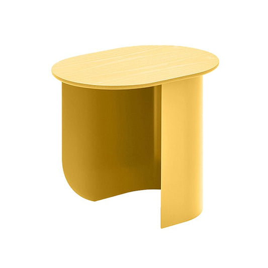 ミッドセンチュリーモダン16.53 "h卵形の木材トップアイアン抽象的なベースコーヒーテーブル