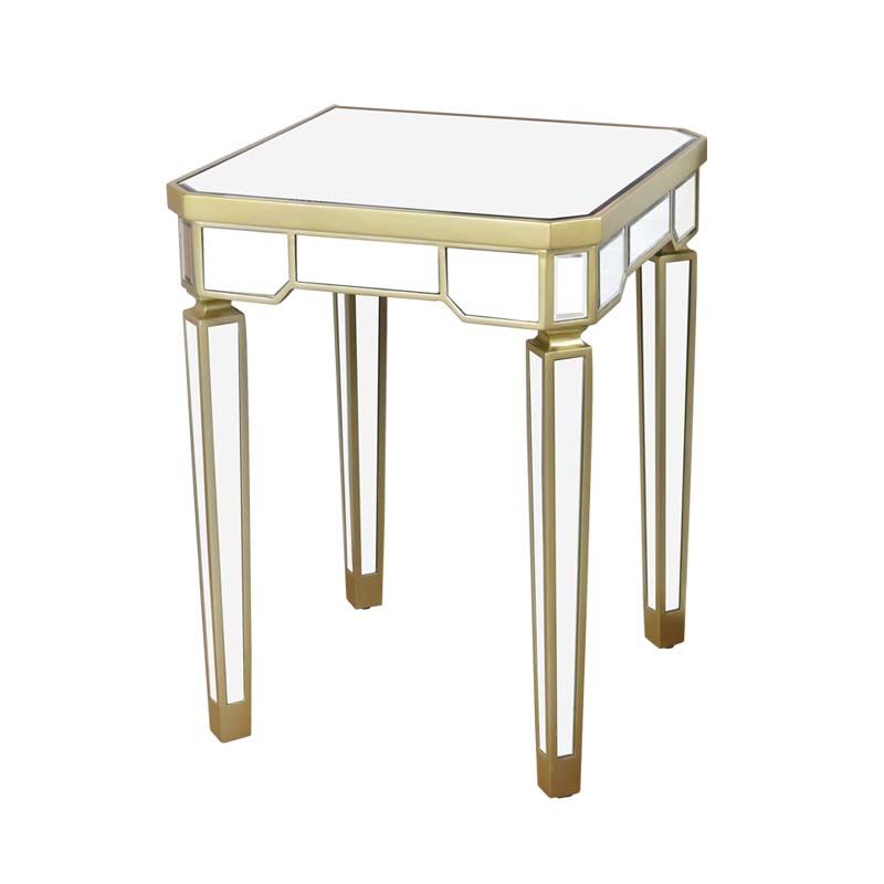 Modern de 25.6 "de altura 4 patas Mesa de vidrio cuadrada Top de vidrio superior