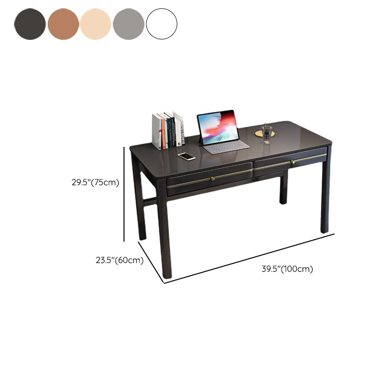 Modern Solid Wood Office Desk 2-drawer 29.53" Tall Writing Desk Clearhalo 'furn' 'furn_office_desk' 'Furniture' 'Office Desks' 'Office Furniture' 'office_desk' 1200x1200_e2661aa5-b289-40cd-b35a-6f6b56051b3c