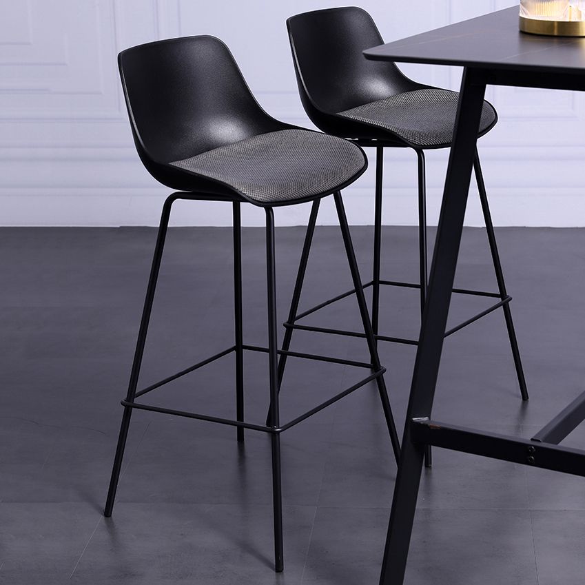 Nordic Metal Low Back Barstool Simple Indoor Tall Stool with Upholstered Clearhalo 'Bar Furniture' 'Bar Stools' 'bar_stools' 'furn' 'furn_bar_stools' 'furniture_bar_stools' 'Kitchen & Dining Furniture' 'kitchen&dining_furn' 'kitchen' 'kitchen_furn' Furniture' 1200x1200_e268fdc4-910f-48ae-b3a9-68d112a745bb