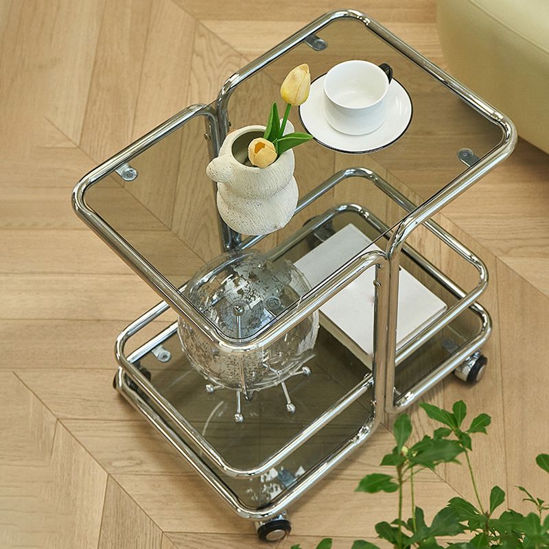 Contemporary Corner Table Double Tier Accent Side Table with Shelf Clearhalo 'Coffee & Accent Tables' 'End & Side Tables' 'end_side_tables' 'furn' 'furn_end_side_tables' 'Furniture' 'Living Room Furniture' 1200x1200_e269a147-8b09-410d-b1ec-421201e2d53f