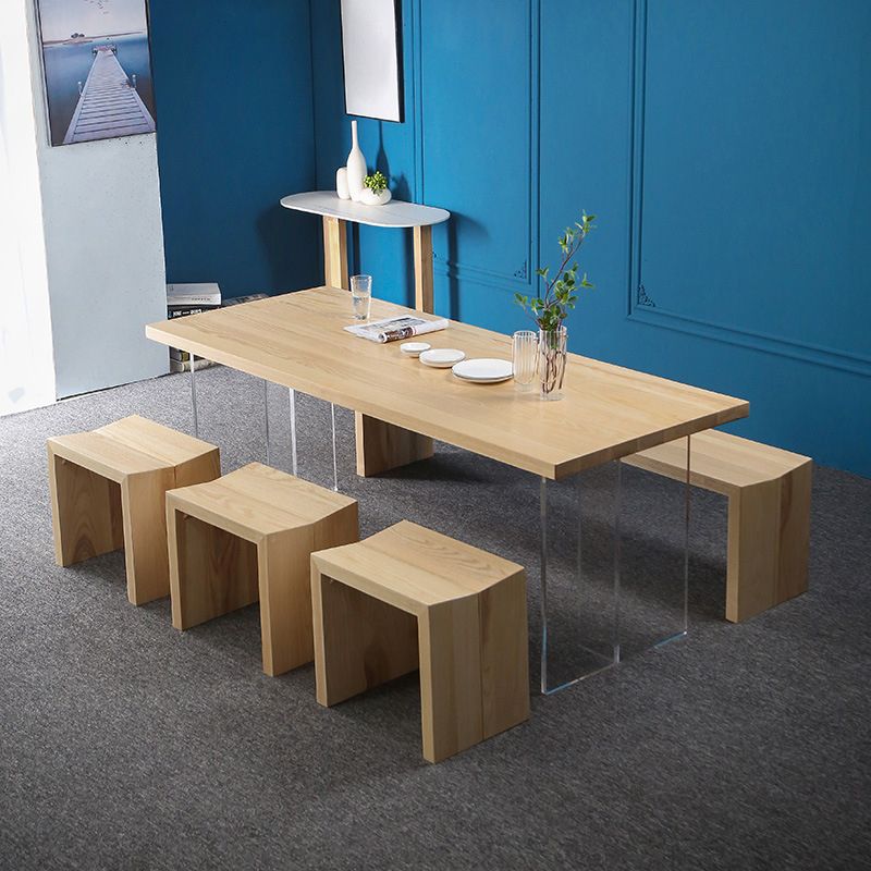 Contemporary Rectangle Wood Standard Height Table Double Pedestal Dining Table Clearhalo ' dining_table' 'Dining Tables & Seating' 'Dining Tables' 'furn' 'furn_dining_table' 'Furniture' 'furniture_dining_table' 'Kitchen & Dining Furniture' 'kitchen&dining_furn' 'kitchen' 'kitchen_dining_table' 1200x1200_e26b2ecd-a3ae-403b-be2c-349fb98a0fc6