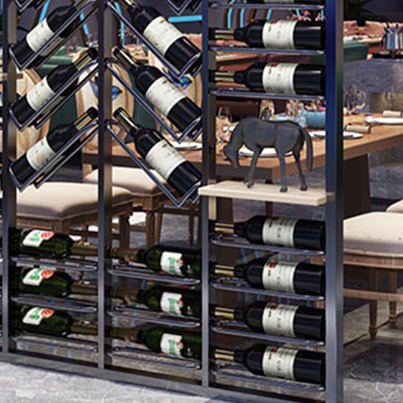 Industrial Metal Wine Bottle Holder Black Floor Bottle Wine Rack 5.9"Wide Clearhalo 'furn' 'furn_wine_racks' 'Furniture' 'Kitchen & Dining Furniture' 'Wine Racks' 'wine_racks' 1200x1200_e26b6704-f1ce-43b9-af76-e9c22771c439