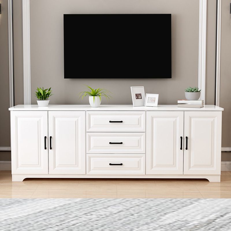 Consola multimedia de TV contemporánea, soporte multimedia de TV de madera para sala de estar