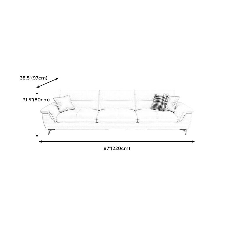 Contemporary Cotton/Faux Leather Sofa Square Arm Couch with Cushion Back Clearhalo 'furn' 'furn_sofas' 'Furniture' 'furniture_sofas' 'Living Room Furniture' 'Sofa' 'sofas' '„Éõ„Éº„É†' 1200x1200_e26e791a-9879-4f8c-bbfe-bc17975acca7
