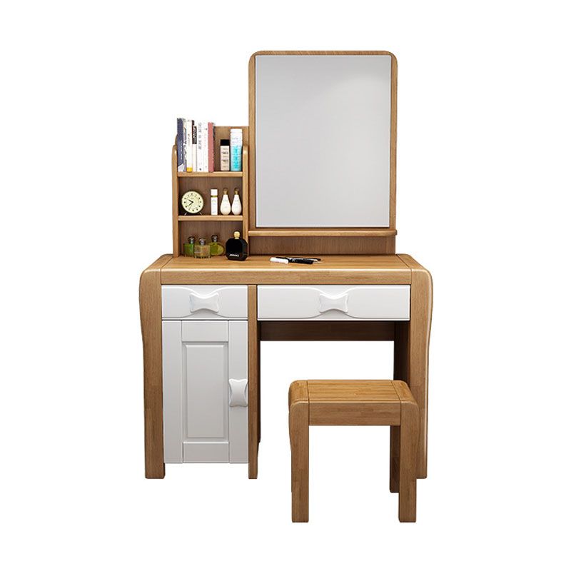 Make-up Vanity Standing Solid Wood Double Drawers Mirror Traditional Bedroom Clearhalo 'Bedroom Furniture' 'furn' 'furn_makeup_vanities' 'Furniture' 'Makeup Vanities' 'makeup_vanities' 1200x1200_e26f0144-effd-40d6-8c3c-ad48c6c545fa
