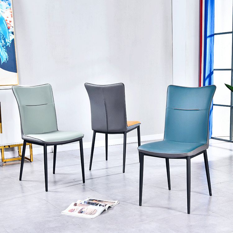 Leather Upholstered Dining Chairs Solid Back Side Chairs with Metal Legs Clearhalo ' kitchen&dining_furn' 'Dining Chairs' 'Dining Tables & Seating' 'dining_chair' 'furn' 'furn_dining_chair' 'Furniture' 'furniture_dining_chair' 'Kitchen & Dining Furniture' 'kitchen' 1200x1200_e26fda26-0dec-4940-8e26-c2d1a2e18cab