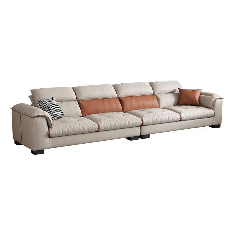 Contemporary Leather and Velvet Tufted Sectional Couch for Living Room