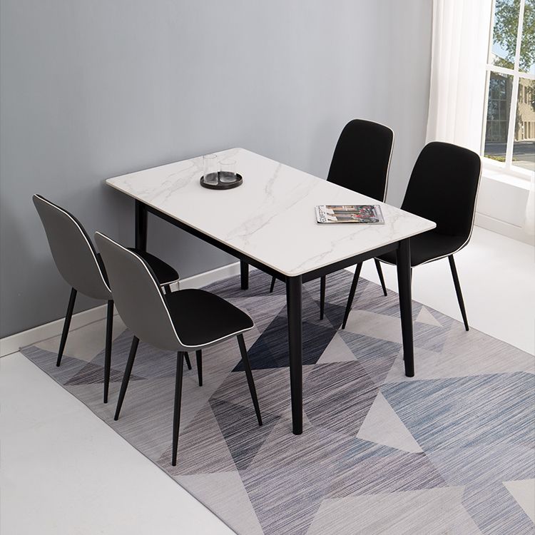 Minimalist Sintered Stone Dining Set with Rectangle Table and Wooden Base Table Set for Restaurant Clearhalo 'Dining Room Sets' 'Dining Tables & Seating' 'dining_room_set' 'furn' 'furn_dining_room_set' 'Furniture' 'furniture_dining_room_set' 'Kitchen & Dining Furniture' 'kitchen&dining_furn' 'kitchen' 1200x1200_e2736fa3-4e01-46f8-9886-68722c19e452