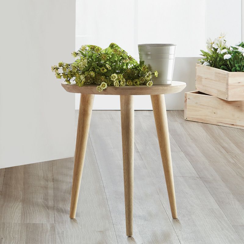 Dia 15.75" Wood Round End Table Natural Nordic 3 Legs Side Table