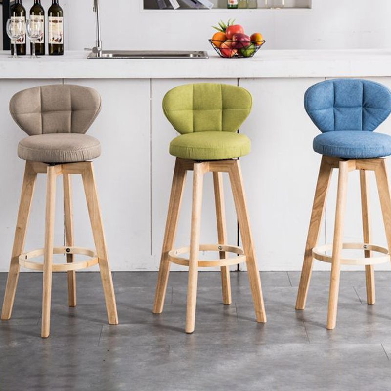 Contemporary Solid Wood Barstool Indoor Bar Stool with Footrest and Cushion Clearhalo 'Bar Furniture' 'Bar Stools' 'bar_stools' 'furn' 'furn_bar_stools' 'Furniture' 'furniture_bar_stools' 'Kitchen & Dining Furniture' 1200x1200_e2763372-c090-4f9c-b29a-8c16a126fea0