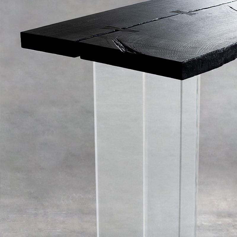 椅子付きの現代的なスタイルのソリッドブラックウッドダイニングテーブル