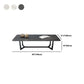 Modern Style Rectangular Slate Table with Metal Trestle Type Base Coffee Table