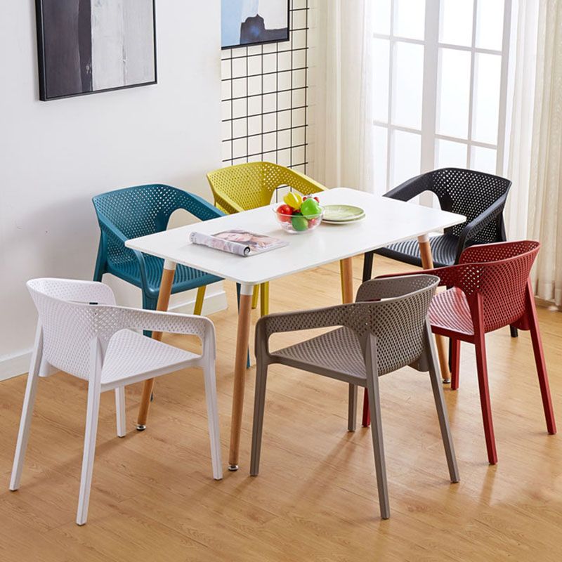 Plastic Scandinavian Kitchen Dining Room Armchair Solid Back Chair Clearhalo ' kitchen&dining_furn' 'Dining Chairs' 'Dining Tables & Seating' 'dining_chair' 'furn' 'furn_dining_chair' 'Furniture' 'furniture_dining_chair' 'Kitchen & Dining Furniture' 'kitchen' 1200x1200_e27cb3ff-a5d8-474d-a151-8916201d9721