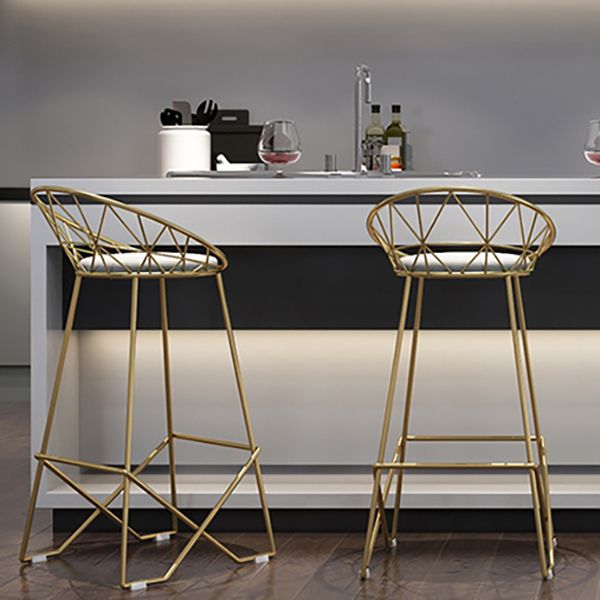 Nordic Backrest Armless Counter Stool Iron Cafe Bar Stool with Leather Cushion Clearhalo 'Bar Furniture' 'Bar Stools' 'bar_stools' 'furn' 'furn_bar_stools' 'Furniture' 'Kitchen & Dining Furniture' 1200x1200_e27dc966-47d4-4e9c-89bd-8ea3223defdd