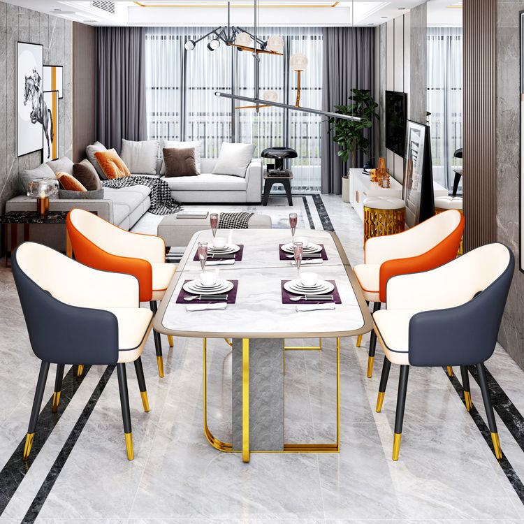 Scandinavian Style Metal Dining Chair Dining Room Open Back Dining Side Chair with Arm Clearhalo ' kitchen&dining_furn' 'Dining Chairs' 'Dining Tables & Seating' 'dining_chair' 'furn' 'furn_dining_chair' 'Furniture' 'furniture_dining_chair' 'Kitchen & Dining Furniture' 'kitchen' 1200x1200_e2810da4-021e-4152-8cc0-a22160a94adf