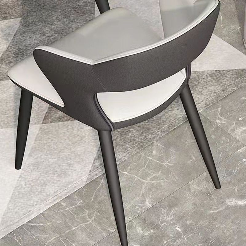 Faux Leather Modern Indoor Side Chair Matte Finish Open Back Dining Chair