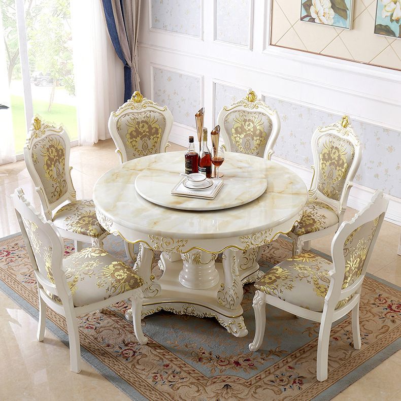Victorian Style Round Dining Table Rubberwood Solid Wood Pedestal Table for Dining Room Clearhalo ' dining_table' 'Dining Tables & Seating' 'Dining Tables' 'furn' 'furn_dining_table' 'Furniture' 'furniture_dining_table' 'Kitchen & Dining Furniture' 'kitchen&dining_furn' 'kitchen' 'kitchen_dining_table' 1200x1200_e281936b-ec75-45a0-b9a7-3da339c143a6