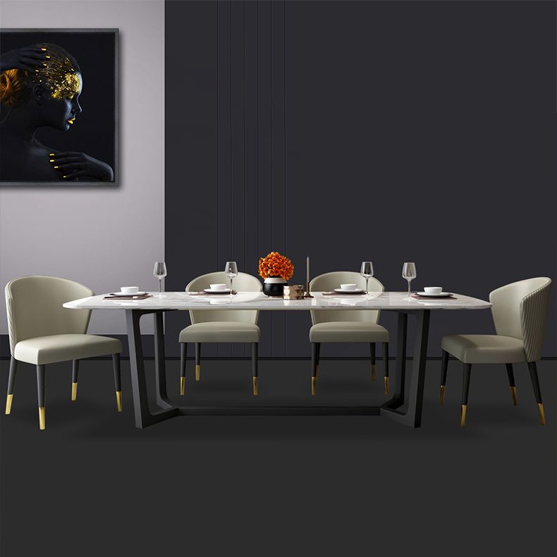 Juego de mesa de piedra sinterizada rectangular de estilo moderno 1/4/5/7 Piezas Set de comedor