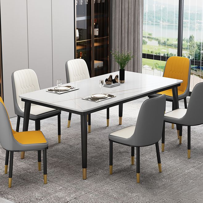 Industrial Style Home Sintered Stone Dining Table Rectangle Shape Table with 4 Legs Base Clearhalo ' dining_table' 'Dining Tables & Seating' 'Dining Tables' 'furn' 'furn_dining_table' 'Furniture' 'furniture_dining_table' 'Kitchen & Dining Furniture' 'kitchen&dining_furn' 'kitchen' 'kitchen_dining_table' 1200x1200_e283fcf0-b2c4-493b-a475-99ab6f8980e8