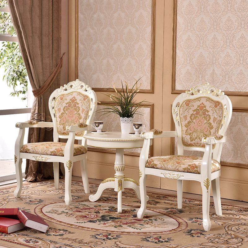Victorian Fabric Home Arm Chair King Louis Back Matte Finish Dining Chair (Set of 2) Clearhalo ' kitchen&dining_furn' 'Dining Chairs' 'Dining Tables & Seating' 'dining_chair' 'furn' 'furn_dining_chair' 'Furniture' 'furniture_dining_chair' 'Kitchen & Dining Furniture' 'kitchen' 1200x1200_e28457ff-4632-4cd0-be4c-e74a94d514e2