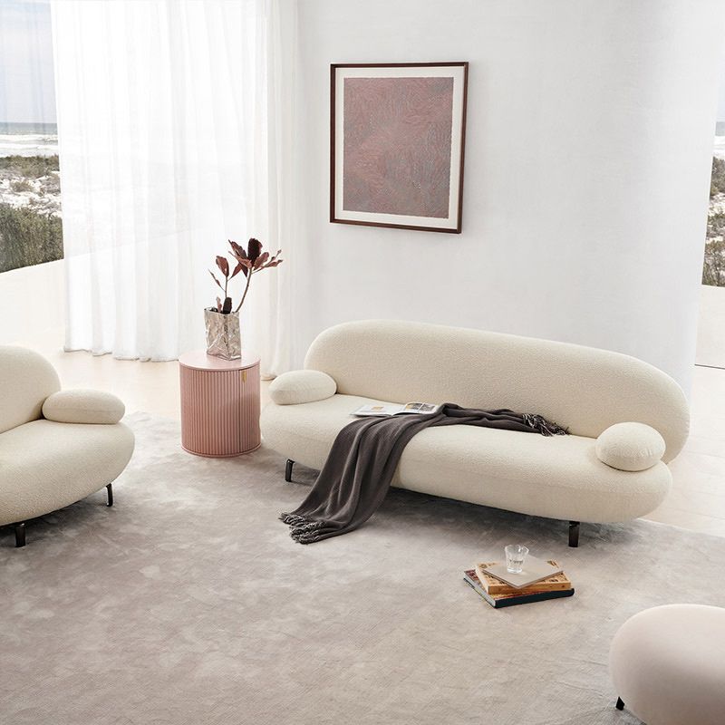 Canapé de bras rond standard canapé tissu minimaliste moderne en blanc