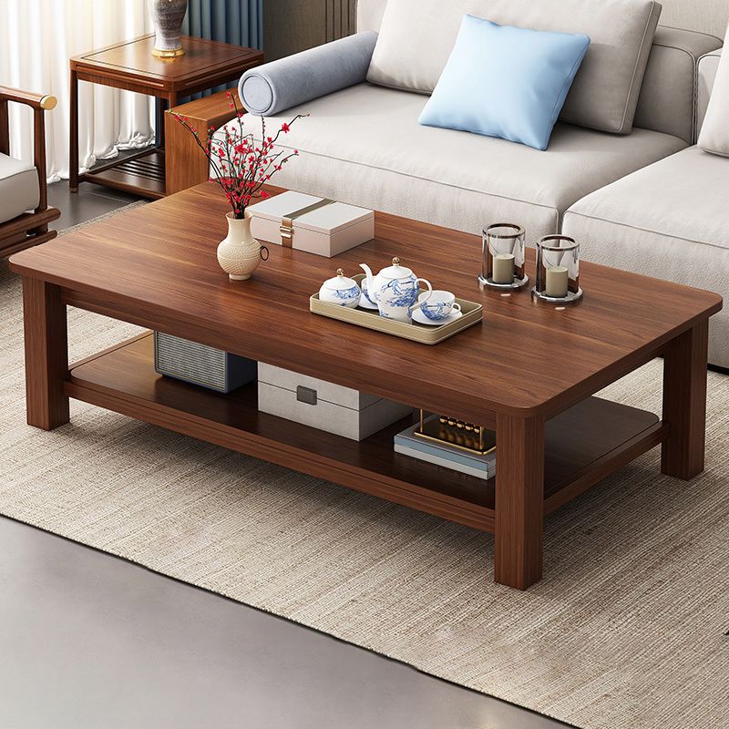 4 Legs Wood Cocktail Table No Distressing Coffee Table with Storage Shelf Clearhalo 'Coffee & Accent Tables' 'Coffee Tables' 'coffee_tables' 'furn' 'furn_coffee_tables' 'Furniture' 'Living Room Furniture' 1200x1200_e2876d3a-97fa-4d19-bb6b-2deaab9b0211