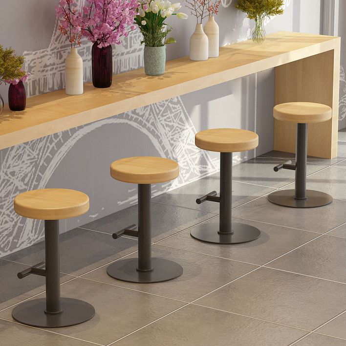 Modern Style Bar-stool Iron Leg Round Wooden Seat for Restaurant Bar 1 Piece Clearhalo 'Bar Furniture' 'Bar Stools' 'bar_stools' 'furn' 'furn_bar_stools' 'furniture_bar_stools' 'Kitchen & Dining Furniture' 'kitchen&dining_furn' 'kitchen' 'kitchen_furn' Furniture' 1200x1200_e2888261-43d3-4ffa-881f-21918474521e