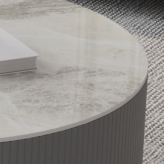 Mesa moderna de cóctel de vidrio redondo / pizarra con almacenamiento