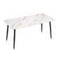 Rectangle Modern Dining Table White Stone Top Indoor Dinette Table